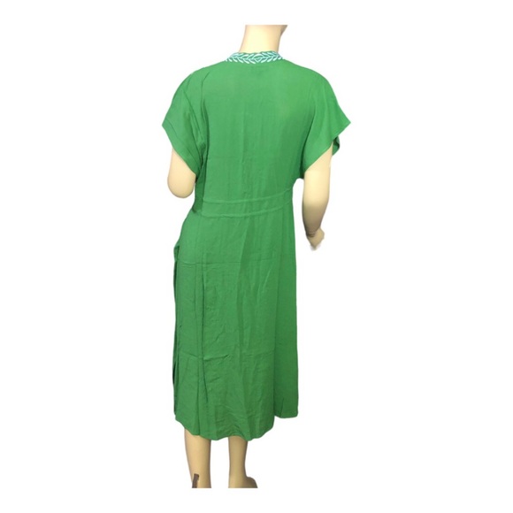Curations Embroidered Gauze Kaftan Topper / Cover-Up in Green and White — BNWT! - Picture 5 of 6